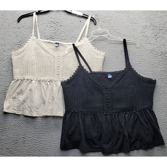 Old Navy Tops - Lot of 2 Old Navy Crop Tank Top Womens 2X Multicolor Crochet Bodice Flowing Hem